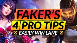 FAKER's 4 Tips to EASILY STOMP LANE -  Top and Mid Ranged vs. Melee Tricks - LoL Guide