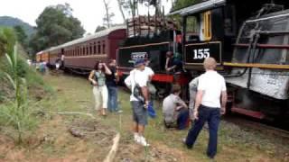 Steam train stopped at Rio Natal