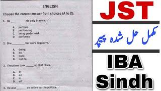 JST Fully Solved Past Paper by IBA Testing Agency | JobzMcqz