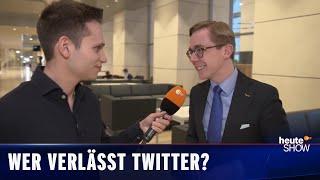 Findet Fabian Köster Abgeordnete, die ihren Twitteraccount löschen? | heute-show vom 11.11.2022