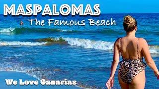 Gran Canaria Maspalomas Beach Walk Playa del Ingles On Hot Summer Day 