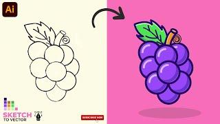 Adobe illustrator Tutorial: How to design grapes fruit vector using sketch (HD)
