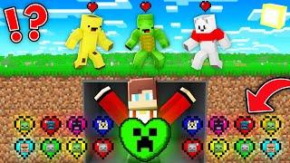 INFINITY MOBS HEARTS Speedrunner vs Hunters : JJ vs Mikey and Banana Kid in Minecraft Maizen!