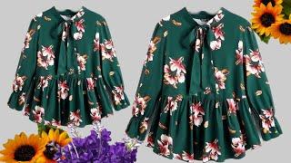 Baby frock cutting and stitching How to sew girl's dress WITHOUT a PATTERN for beginner seamstresses