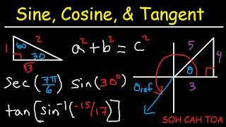 Sine Cosine Tangent Explained - Right Triangle Basic Trigonometry - sin cos tan sec csc cot