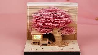 Omoshiroi Block Tree House Model Notepad 3D Memo Pad