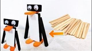 ARTESANATO COM PALITO DE PICOLÉ | O PINGUIM |