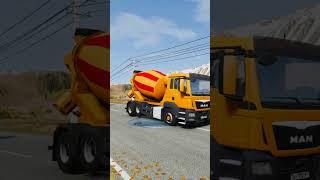 Mix Colour Cement Truck vs Bollard Crash #shorts #beamngdrive #gaming #viral #trending #ytshorts