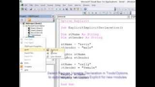 9. Introduction to Programming with VBA - Explicit versus Implicit Variable Declaration