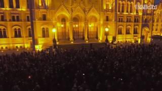 DEMONSTRATION IN FRONT OF THE HUNGARIAN PARLIAMENT