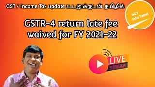 Live stream: GSTR-4 return late fee waived for FY 2021-22 | GSTR 4 late fee waiver