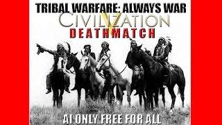Civ 5: Tribal Warfare Always War AI Deathmatch Timelapse