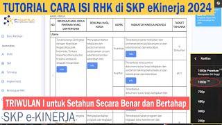 Tutorial Cara isi RHK di SKP eKinerja 2024 Triwulan 1 untuk Setahun Secara Benar dan Bertahap