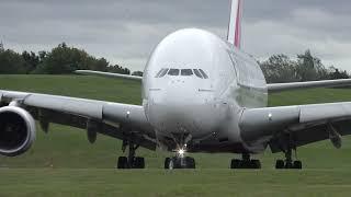 Emirates A380 departing  from Birmingham Airport to DXB. Reg A6-EVB