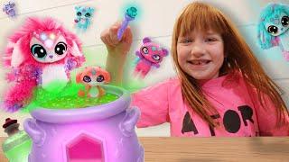 ADLEY and her MAGiC PETS!!  Making a Magical Potion with Mom & Alli to create Mixie Mixling friends!
