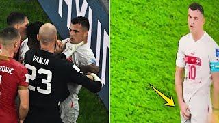 Granit Xhaka rattles entire Serbia bench by 'grabbing his nuts' in Switzerland win