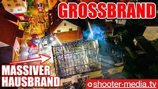   GROSSBRAND: MASSIVER HAUSBRAND mit ENORMER HITZESTRAHLUNG   | 2 Drehleitern im Einsatz