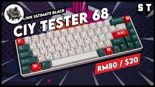 $20 CIY Tester 68 Budget Keyboard Build - Tape Mod JWK Ultimate Black GMK Kaiju | Samuel Tan