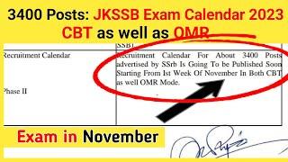 JKSSB Exams in  November - jkssb exam calendar 2023 | jkssb online tutorial.