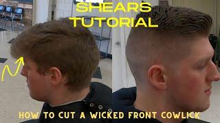 Barber Tutorial: How to turn a cowlick into a combover hairstyle! How to cut a front cowlick!