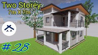 Small House Design | 2 Storey Residential | 7m by 7m