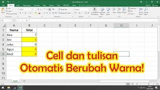 Tulisan atau cell excel berubah warna otomatis sesuai nilai