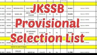 JKSSB Provisional Selection List