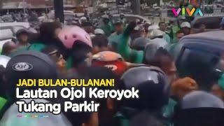 BERDARAH-DARAH! Lautan Ojol Hajar Tukang Parkir, Polisi Lepas Tembakan