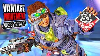 VANTAGE MOVEMENT 32 KILLS AND 7400 DAMAGE IN ONE GAME (Apex Legends Gameplay)