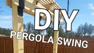 DIY Pergola Swing for the backyard. Nice accent and future seating by the pool!