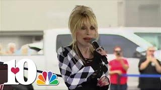 Dolly Parton arrives to make major donation announcement at Newport Walmart