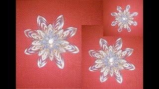 НОВОГОДНЯЯ СНЕЖИНКА КАНЗАШИ, МК / DIY Kanzashi Christmas Snowflake