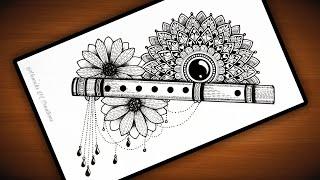 Flute Mandala art | Flute Mandala art for beginners step by step @VennilaYLCreations |Flute