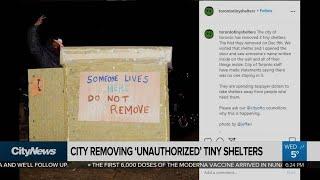 City removing 'unauthorized' tiny shelters