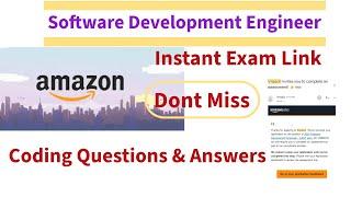 Amazon Exam Answers | Live Assessment |SDE | Instant Exam Link | Free Exam Answers |Coding