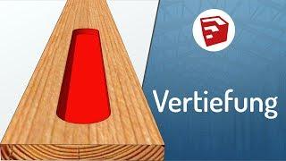 [SketchUp]  Vertiefungen in Platte drücken mit dem Drücken-Ziehen-Werkzeug  | Typisches Problem