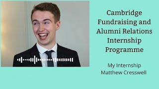 My internship experience at the University of Cambridge — interview with Matthew Cresswell