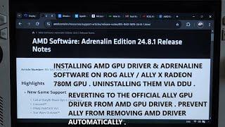 Installing AMD GPU Driver On Rog Ally / Ally X | Prevent it from Getting Removed | Reverting via DDU