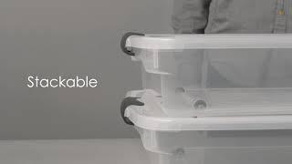 60 Quart Twin/King Underbed Latching Clear Plastic Storage Container