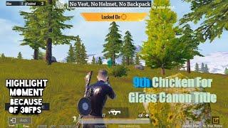 9th Chicken for Glass Canon Title | Battlegroundsmobileindia | Pubgmobile | 30 fps Player