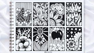 8 Beautiful Zentangle Flower Art | How To Draw Zentangle Flower Art For Beginners