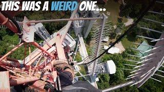 Climbing Cell Tower Next to Power Plant