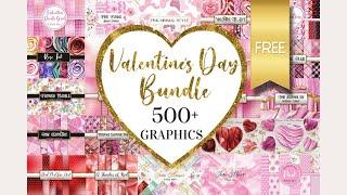 FREE DOWNLOAD Valentine's Day Graphics Big Bundle and The Modern Script Font Bundle