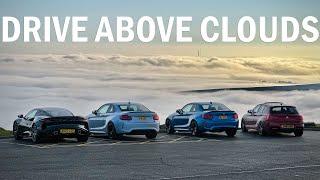 Drive above clouds at Peak District and BMW meet at the Motorist | 4K