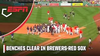 BENCHES CLEAR in Brewers vs. Red Sox  Level heads prevail after madness at first base | ESPN MLB