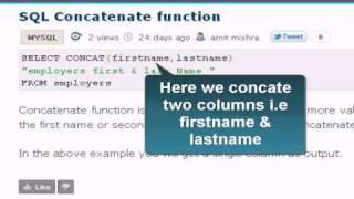 MySQL Tutorial : concatenate function