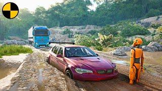 Cars vs Deep Mud Road  BeamNG.Drive