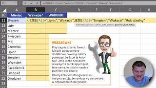 Excel - Zagnieżdżanie JEŻELI - Wakacje a rok szkolny | Kurs Excel SuperHero 4.6