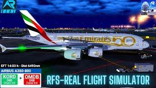 RFS–Real Flight Simulator–Chicago–To–Dubai–Full Flight–A380–Emirates–Full HD–Real Route