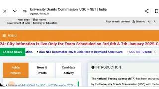 UGC NET JAN 2025 : Latest Updates on Admit Card , City Intimation & Exam Date । Net Exam Update। NTA